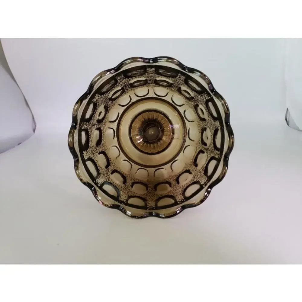 Vintage Glass E. O. Brody Co. Cleveland Ohio Light Brown Compote Bowl Candy Dish